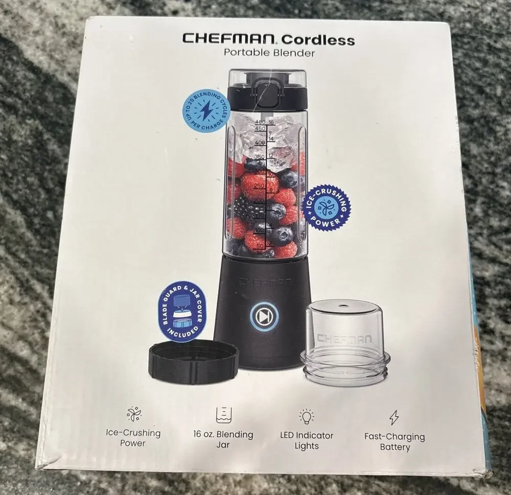 Chefman Cordless Portable Blender - USB Rechargeable 16 oz (New in Box)